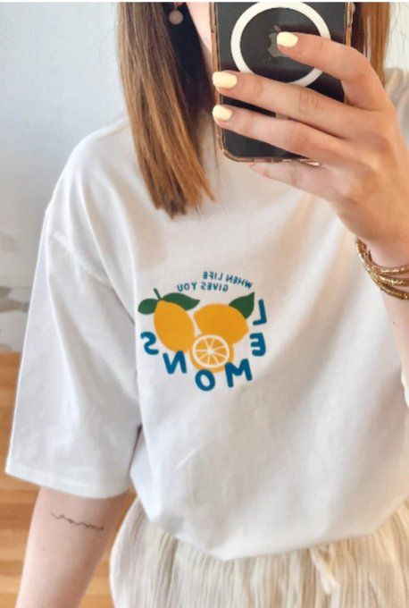 Tee shirt inscription Lemons , taille unique 36/40